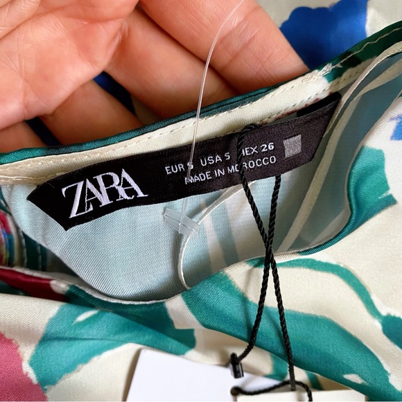 🌺 ZARA BOHO GREEN PINK MULTI SATIN WIDE LEG JUMPSUIT! - Picture 15 of 16